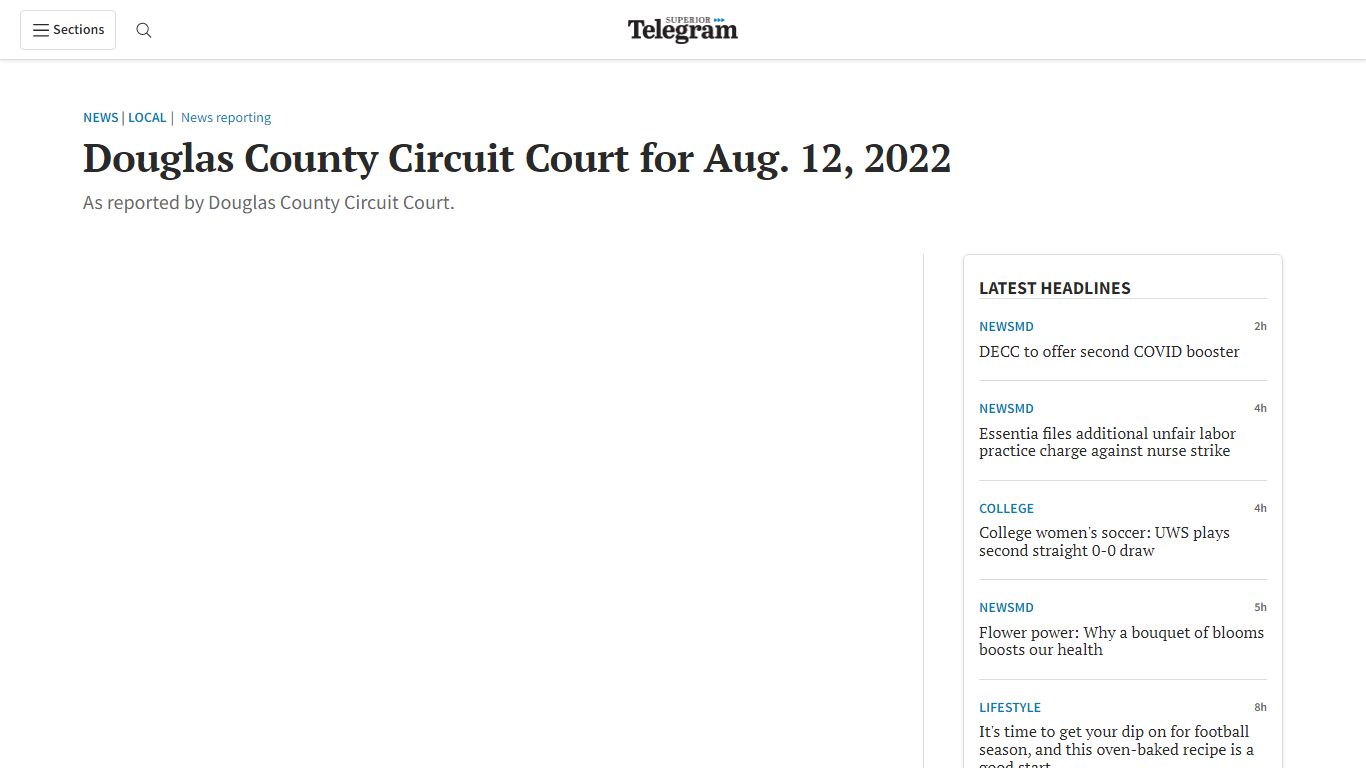 Douglas County Circuit Court for Aug. 12, 2022